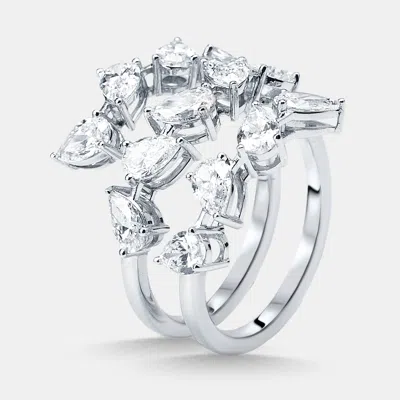 Pre-owned The Diamond Edit 2.5 Cts Pear Lab Grown Diamonds 18k White Gold Ring Size 52