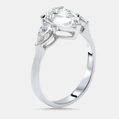 Pre-owned The Diamond Edit 2.5 Cts Pear Lab Grown Diamonds 18k White Gold Ring Size 53