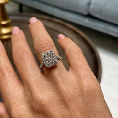 Pre-owned The Diamond Edit 2.5 Cts Radiant Lab Grown Diamond 14k White Gold Engagement Ring Size 52