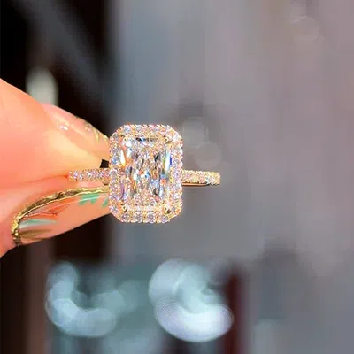 Pre-owned The Diamond Edit 2.5 Cts Radiant Lab Grown Diamond 14k Yellow Gold Wedding Ring Size 52
