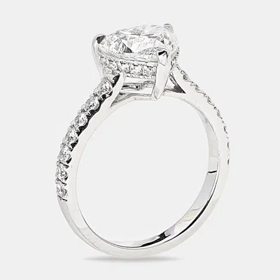 Pre-owned The Diamond Edit 2.50 Cts Heart Brilliant Round 18k White Gold Lab Grown Diamonds Ring Size 53