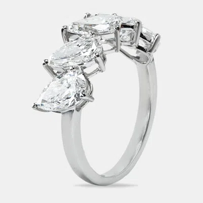 Pre-owned The Diamond Edit 2.50 Cts Pear Brilliant Cut 18k Lab Grown Diamond 18k White Gold Ring Size 51