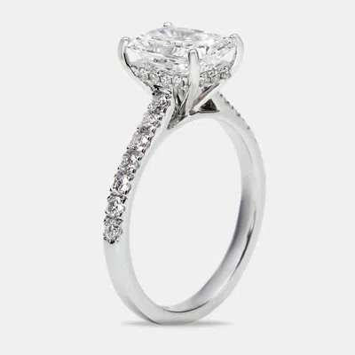 Pre-owned The Diamond Edit 2.50 Cts Radiant Cut And Round Lab Grown Diamond 18k White Gold Ring Size 51