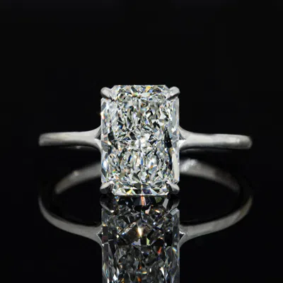 Pre-owned The Diamond Edit 2.50 Cts Radiant Lab Grown Diamond 18k White Gold Ring Size 52