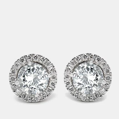 Pre-owned The Diamond Edit 2.50 Cts Round Brilliant Lab Grown Diamond 18k White Gold Earrings
