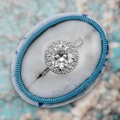 Pre-owned The Diamond Edit 2.50 Cts Round Lab Grown Diamond 18k White Gold Engagement Ring Size 52
