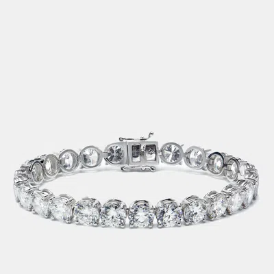Pre-owned The Diamond Edit 25.00 Cts Round Brilliant Cut Lab Grown Diamond 18k White Gold Tennis Bracelet