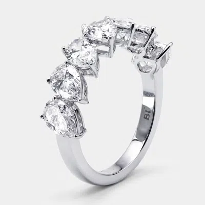 Pre-owned The Diamond Edit 2.6 Cts Pear Lab Grown Diamonds 18k White Gold Ring Size 53