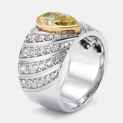Pre-owned The Diamond Edit 2.6 Cts Pear Round Lab Grown Diamonds 18k Two Tone Gold Ring Size 52