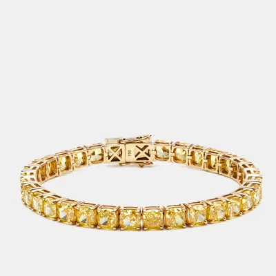Pre-owned The Diamond Edit 27 Cts Cushion Lab Grown Diamonds 18k Yellow Gold Bracelet