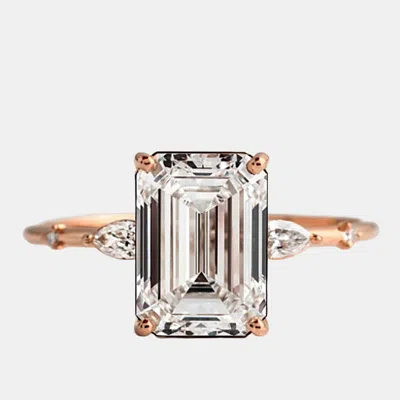 Pre-owned The Diamond Edit 2.7 Cts Lab Grown Emerald Diamond 18k Rose Gold Ring Size 8