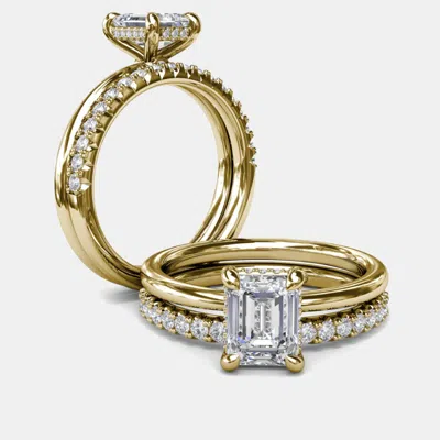 Pre-owned The Diamond Edit 2.7 Cts Lab Grown Emerald Diamond 18k Yellow Gold Ring Set