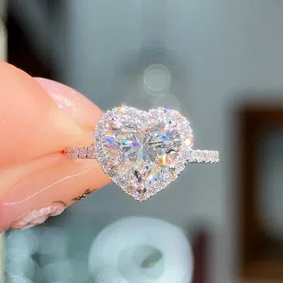 Pre-owned The Diamond Edit 2.8 Cts Heart Lab Grown Diamond 14k White Gold Ring Size 5