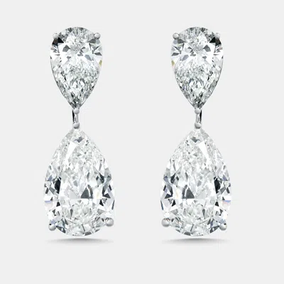 Pre-owned The Diamond Edit 28 Cts Pear Lab Grown Diamonds 18k White Gold Earrings