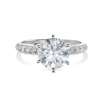 Pre-owned The Diamond Edit 2.8 Cts Round Lab Grown Diamond 14k White Gold Engagement Ring