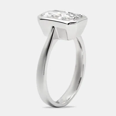 Pre-owned The Diamond Edit 2.80 Cts Radiant Cut Lab Grown Diamond 18k White Gold Ring Size 53