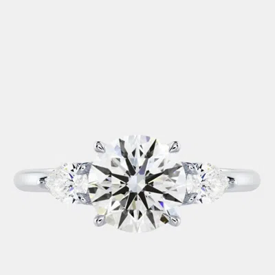 Pre-owned The Diamond Edit 2.85 Cts Round Lab Grown Diamond 14k White Gold Ring Size 6