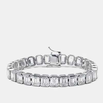 Pre-owned The Diamond Edit 29.5 Cts Emerald Cut Lab Grown Diamonds 18k White Gold Bracelet