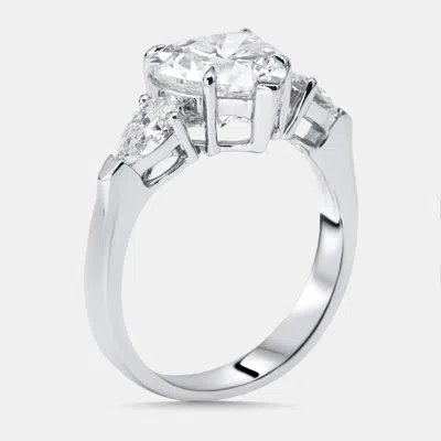 Pre-owned The Diamond Edit 3 Cts Heart Pear Lab Grown Diamonds 18k White Gold Ring Size 54