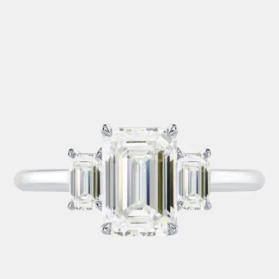 Pre-owned The Diamond Edit 3 Cts Lab Grown Emerald Diamond 18k White Gold Wedding Ring Size 52