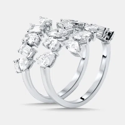 Pre-owned The Diamond Edit 3 Cts Multi Shape Lab Grown Diamonds 18k White Gold Ring Size 51