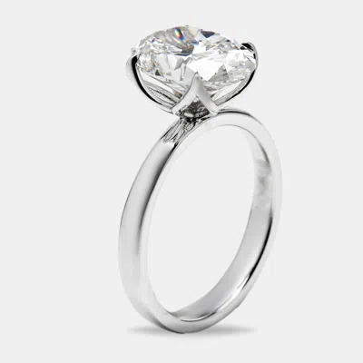 Pre-owned The Diamond Edit 3 Cts Oval Brilliant Lab Grown Diamond 18k White Gold Ring Size 54