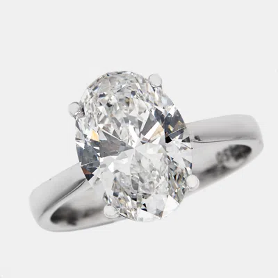 Pre-owned The Diamond Edit 3 Cts Oval Lab Grown Diamond 14k White Gold Ring Size 53