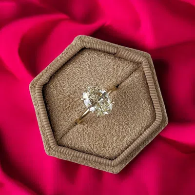 Pre-owned The Diamond Edit 3 Cts Oval Lab Grown Diamond Wedding Ring 18k Multi Gold Size 8