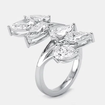 Pre-owned The Diamond Edit 3 Cts Pear Lab Grown Diamonds 18k White Gold Ring Size 50