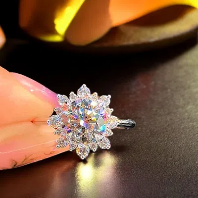 Pre-owned The Diamond Edit 3 Cts Round Lab Grown Diamond 14k White Gold Engagement Ring Size 52