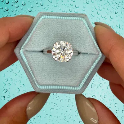 Pre-owned The Diamond Edit 3 Cts Round Lab Grown Diamond 14k White Gold Ring Size 5