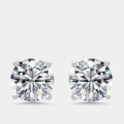 Pre-owned The Diamond Edit 3 Cts Round Lab Grown Diamonds 18k White Gold Earrings
