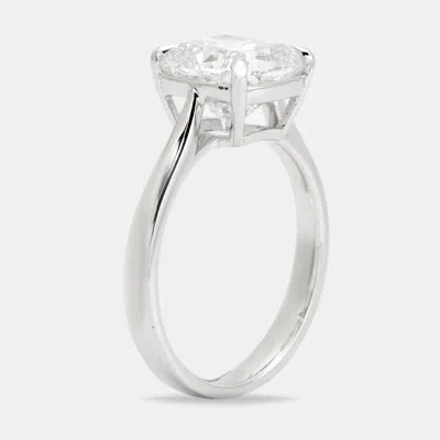 Pre-owned The Diamond Edit 3.00 Cts Cushion Brilliant Lab Grown Diamond 18k White Gold Ring Size 54