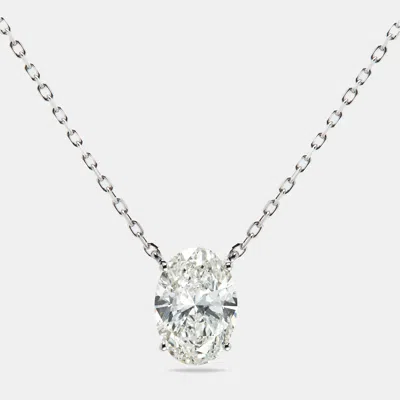 Pre-owned The Diamond Edit 3.00 Cts Oval Brilliant Lab Grown Diamond 18k White Gold Chain Necklace