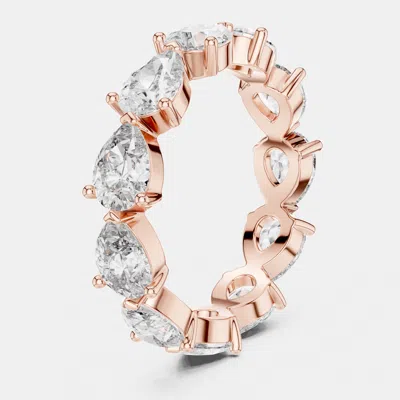 Pre-owned The Diamond Edit 3.00 Cts Pear Cut 18k Rose Gold Lab Grown Diamond Ring Size 53