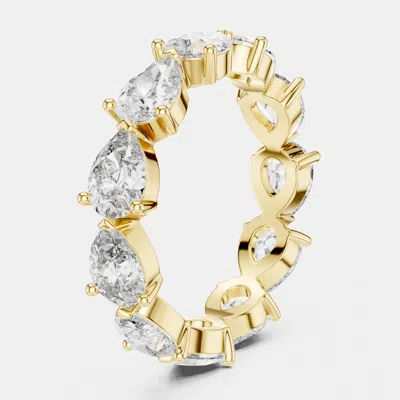 Pre-owned The Diamond Edit 3.00 Cts Pear Cut 18k Yellow Gold Lab Grown Diamond Ring Size 53