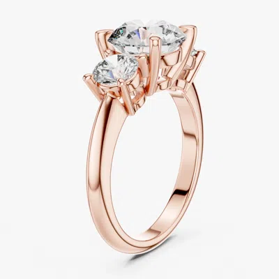Pre-owned The Diamond Edit 3.00 Cts Round 18k Rose Gold Lab Grown Diamond Ring Size 53
