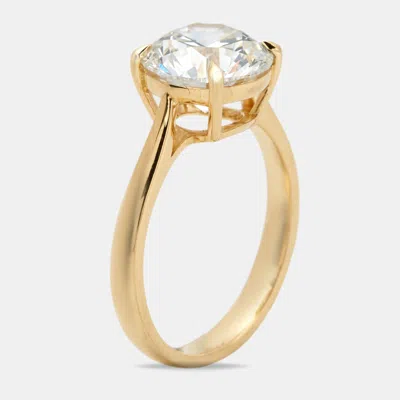 Pre-owned The Diamond Edit 3.00 Cts Round Brilliant Lab Grown Diamond 18k Yellow Gold Ring Size 51