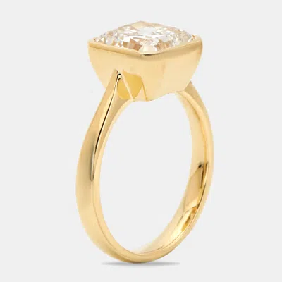 Pre-owned The Diamond Edit 3.00 Cts Square Radiant Brilliant Cut Lab Grown Diamond 18k Yellow Gold Ring Size 54