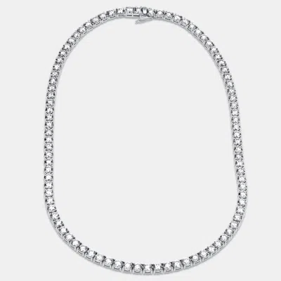 Pre-owned The Diamond Edit 30.00 Cts Round Lab Grown Diamonds 18k White Gold Tennis Necklace