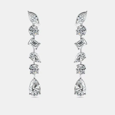 Pre-owned The Diamond Edit 3.05 Cts Lab Grown Diamonds 18k White Gold Earrings