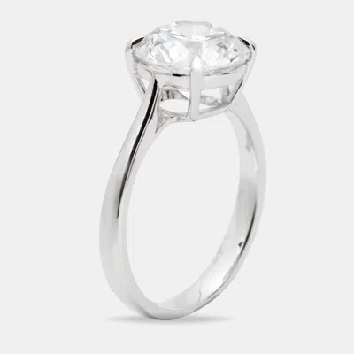 Pre-owned The Diamond Edit 3.15 Cts Round Brilliant Lab Grown Diamond 18k White Gold Ring Size 52