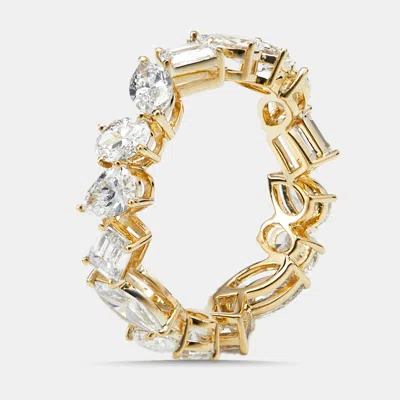 Pre-owned The Diamond Edit 3.2 Cts Multi Shape Lab Grown Diamonds 18k Yellow Gold Ring Size 53
