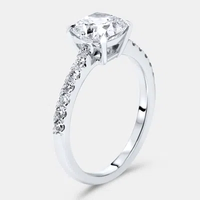 Pre-owned The Diamond Edit 3.3 Cts Cushion Round Lab Grown Diamonds 18k White Gold Ring Size 54