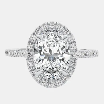 Pre-owned The Diamond Edit 3.3 Cts Oval Lab Grown Diamond 18k White Gold Wedding Ring Size 52