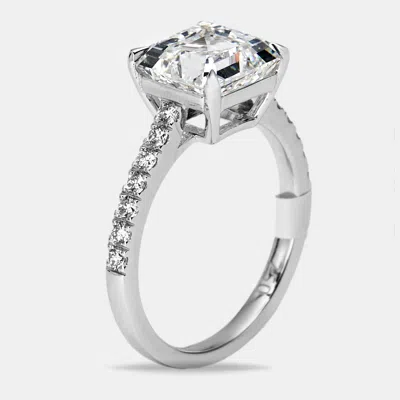 Pre-owned The Diamond Edit 3.3 Cts Princess And Round Lab Grown Diamond 18k White Gold Ring Size 53