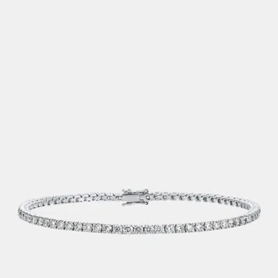 Pre-owned The Diamond Edit 3.30 Cts Round Brilliant Lab Grown Diamonds Sterling Silver 925 Tennis Bracelet 16 Cm