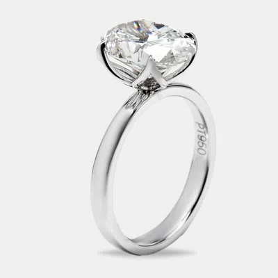 Pre-owned The Diamond Edit 3.5 Cts Oval Brilliant Lab Grown Diamond 18k White Gold Ring Size 51