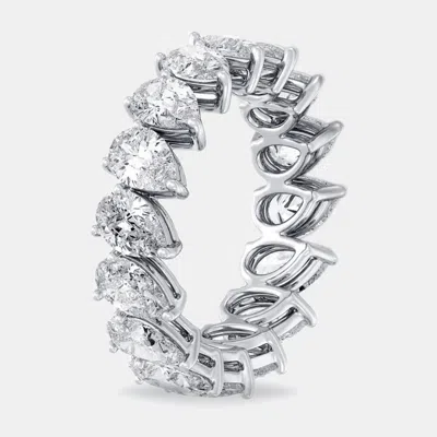 Pre-owned The Diamond Edit 3.5 Cts Pear Lab Grown Diamonds 18k White Gold Eternity Ring Size 53