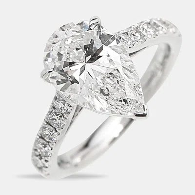 Pre-owned The Diamond Edit 3.5 Cts Pear Round Lab Grown Diamond 14k White Gold Ring Size 53
